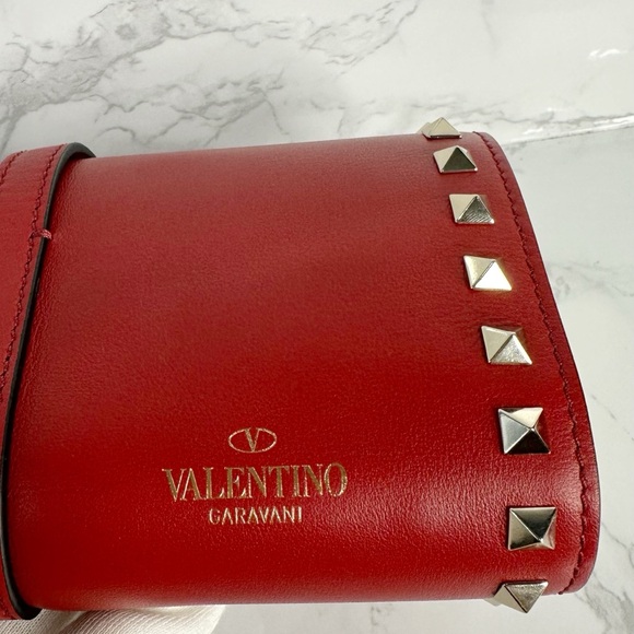 Valentino Garavani Red travel Jewelry Clutch with Silver Studs - Picture 14 of 16